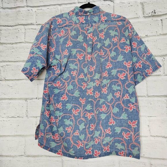 Reyn Spooner Men's Blue Chambray Short Sleeve Hawaiian Shirt Reverse Print XL - Picture 7 of 11